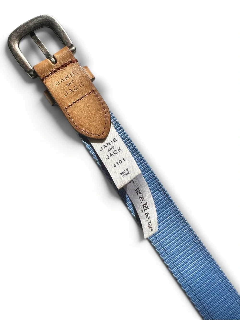 Janie and Jack - Kids Blue Bunny Belt - Woven with Tan Leather Trim - Size 4-5